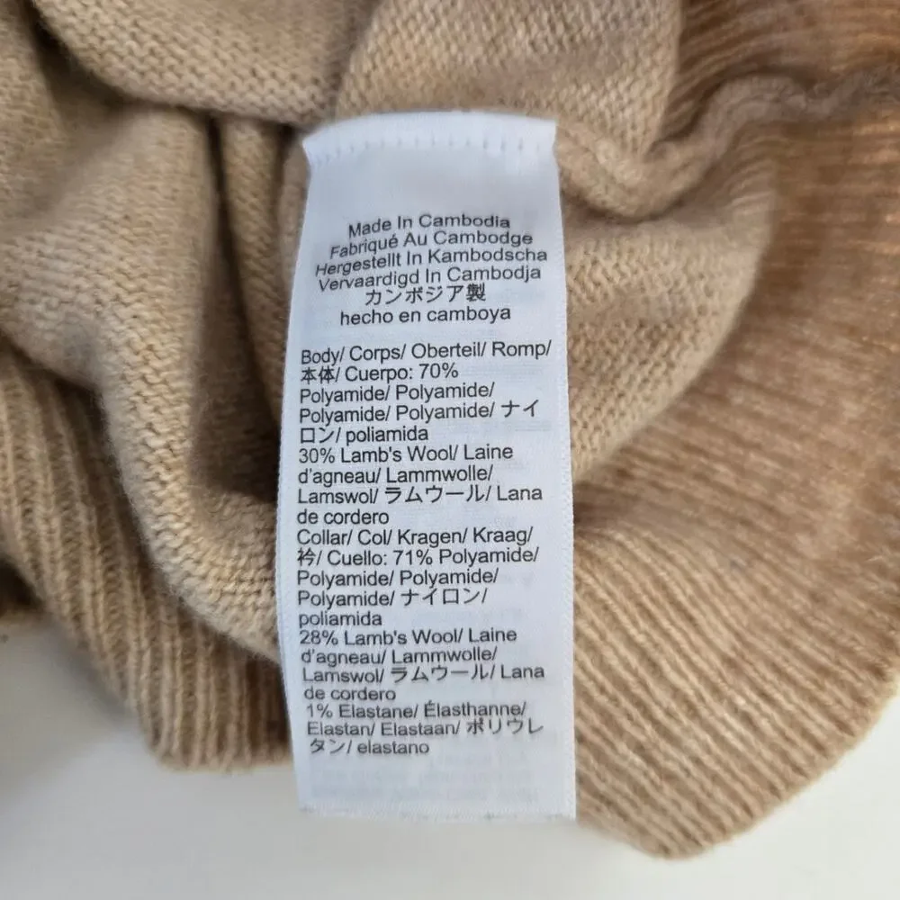Modern Minimalist Light Academia J. Crew Beige Wool‑Blend Collared Sweater L